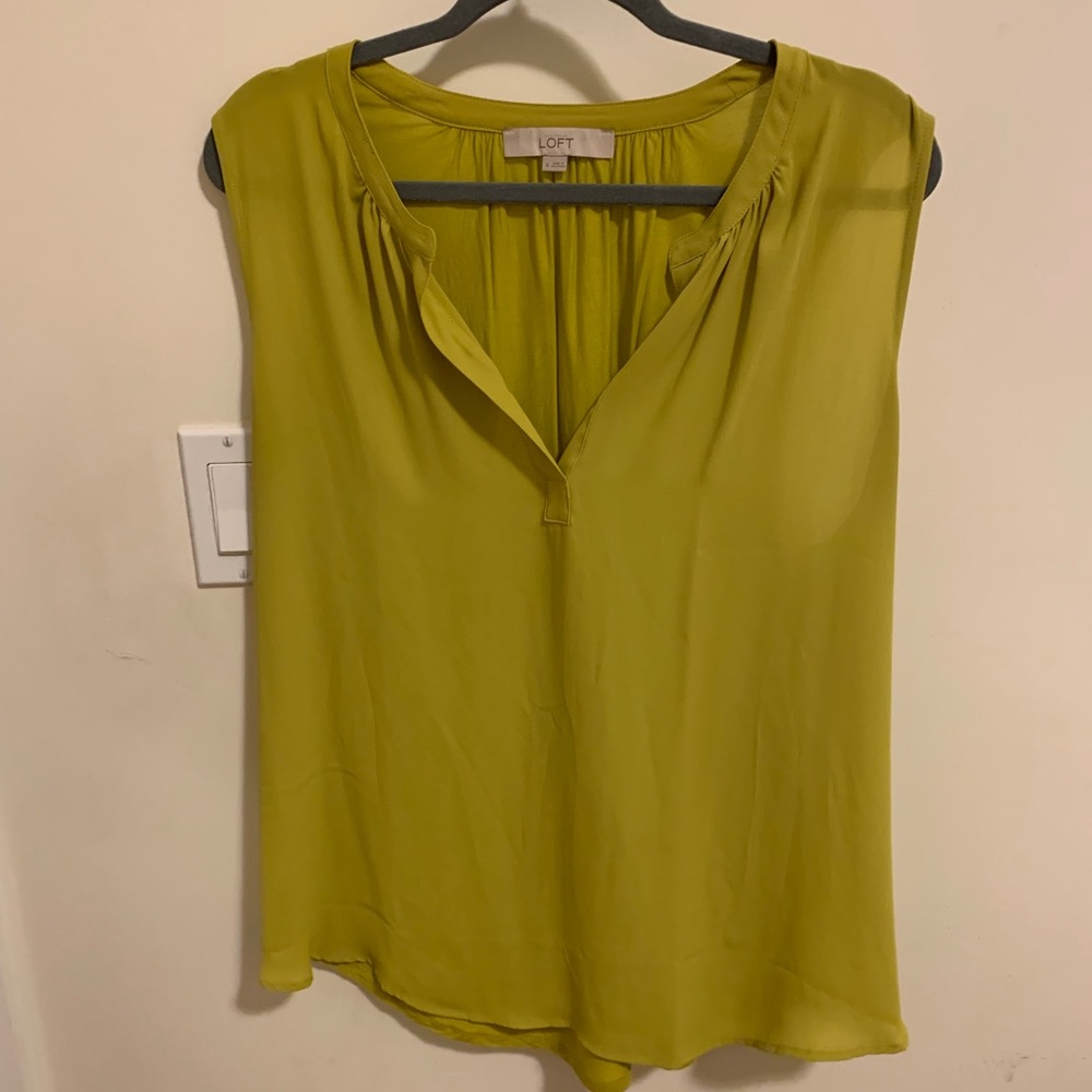 The Loft Sleeveless Blouse in vibrant chartreuse